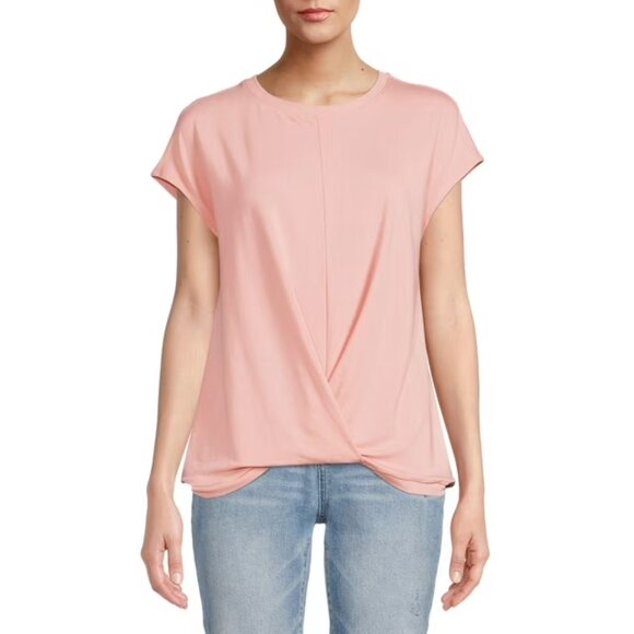 Time And Tru Women's Twist Front Top with Short Sleeves Size L - Picture 4 of 4